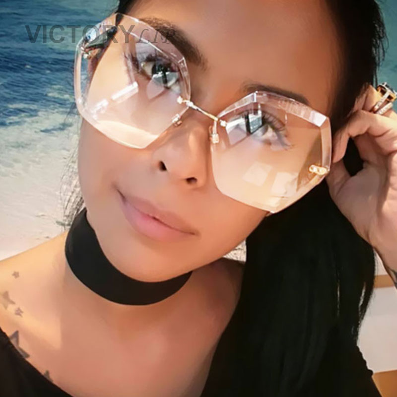 Transparent Sun Glasses women Sunglasses Gradient elegant Optics Rimless