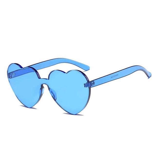 Love Heart Shape Sunglasses Women 2018 Rimless Frame Tint Clear Lens Colorful Sun Glasses