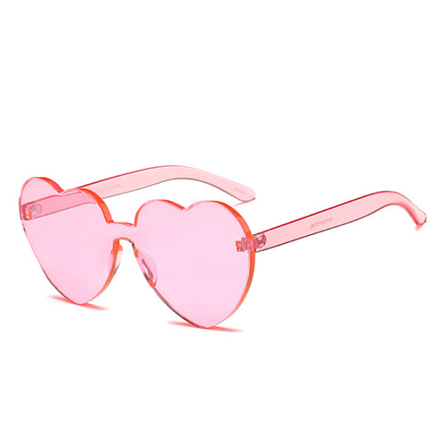 Love Heart Shape Sunglasses Women 2018 Rimless Frame Tint Clear Lens Colorful Sun Glasses