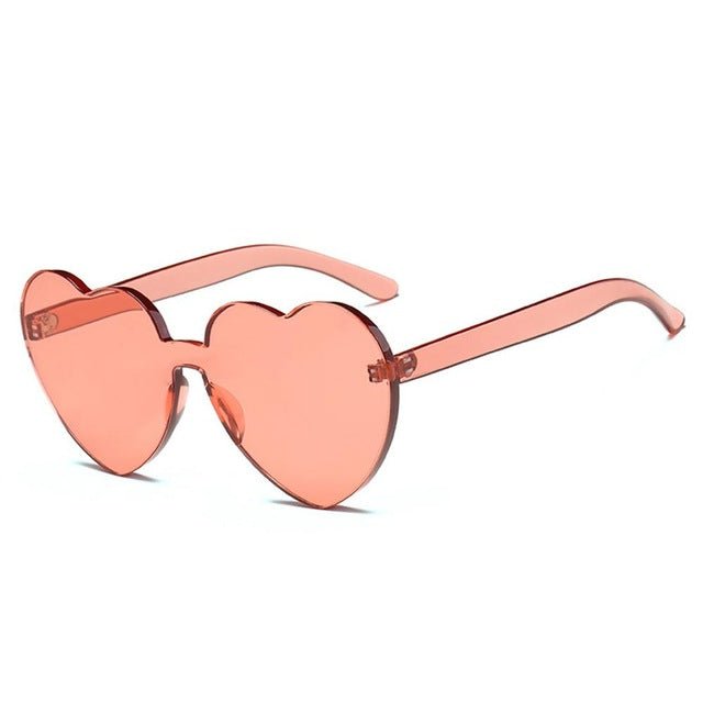 Love Heart Shape Sunglasses Women 2018 Rimless Frame Tint Clear Lens Colorful Sun Glasses