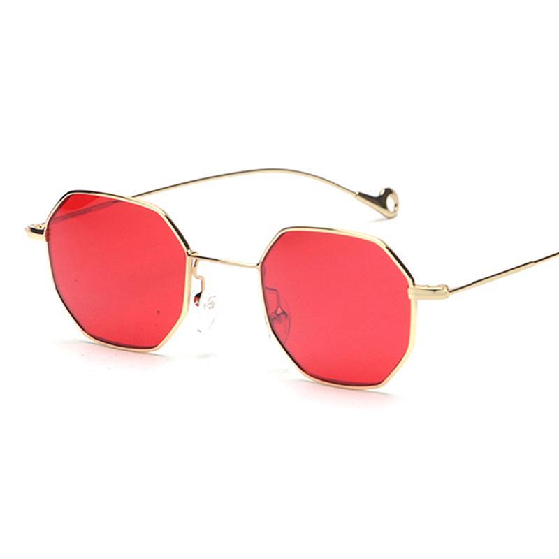 Tinted sunglasses women small frame polygon