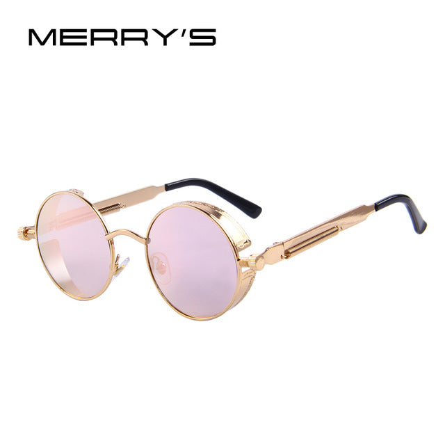 Women Steampunk Sunglasses Brand Design Round Sunglasses