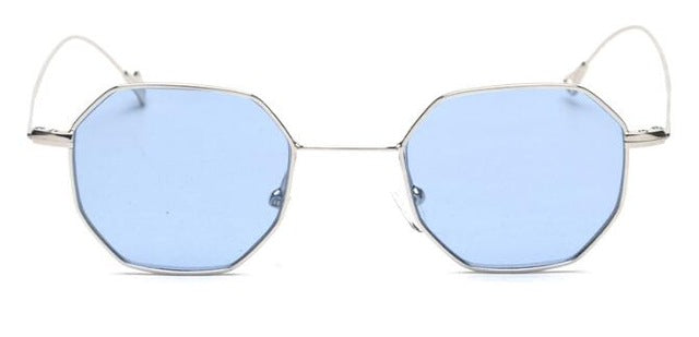 Tinted sunglasses women small frame polygon