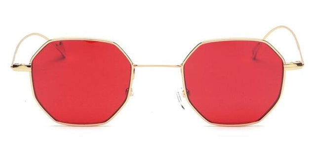 Tinted sunglasses women small frame polygon