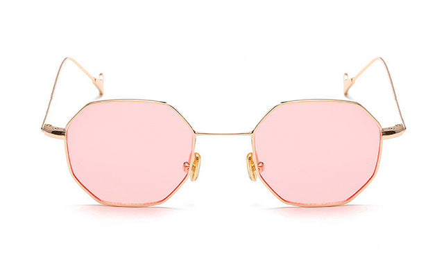 Tinted sunglasses women small frame polygon