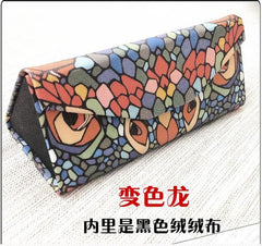 Fashion Fold Up Sunglasses Case Women Men Owl Animal Print Glasses Box
