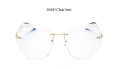 Transparent Sun Glasses  women Sunglasses Gradient elegant Optics Rimless