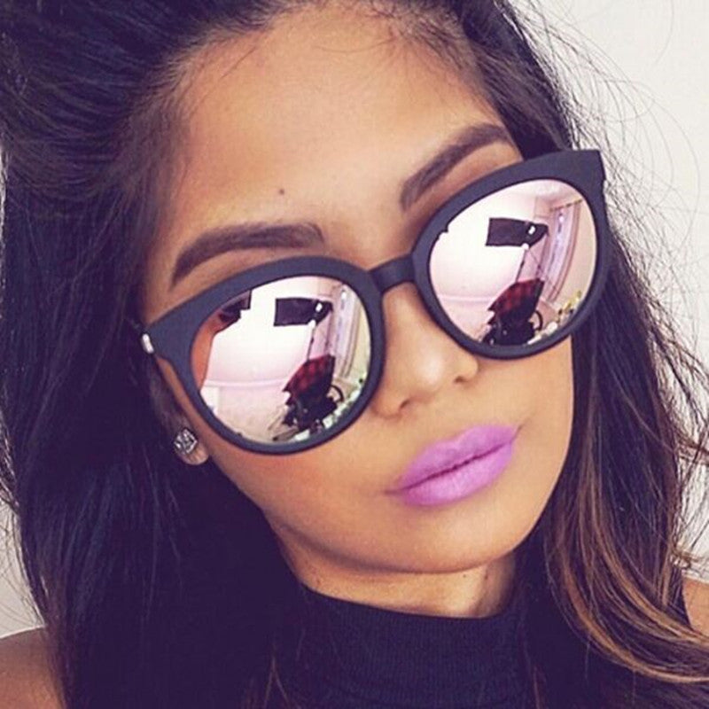 Cat eye pink sunglasses woman shades mirror female