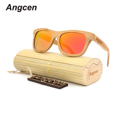 Men  Glass Bamboo Sunglasses  Retro Vintage Wood Lens Wooden Frame