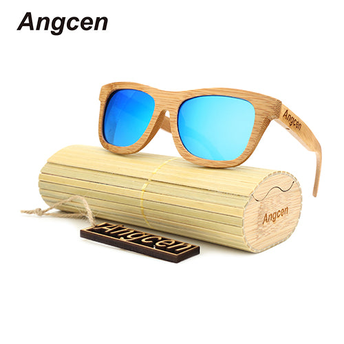 Men  Glass Bamboo Sunglasses  Retro Vintage Wood Lens Wooden Frame