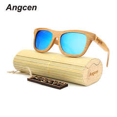 Men  Glass Bamboo Sunglasses  Retro Vintage Wood Lens Wooden Frame