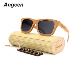 Men  Glass Bamboo Sunglasses  Retro Vintage Wood Lens Wooden Frame