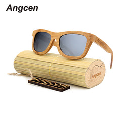Men  Glass Bamboo Sunglasses  Retro Vintage Wood Lens Wooden Frame