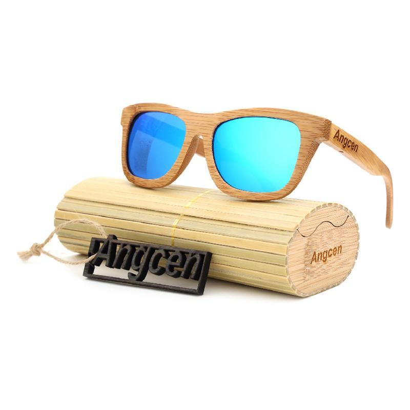 Men  Glass Bamboo Sunglasses  Retro Vintage Wood Lens Wooden Frame