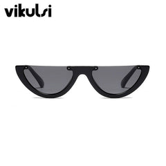 Cool Trendy Half Frame Rimless Cat Eye Sunglasses Women