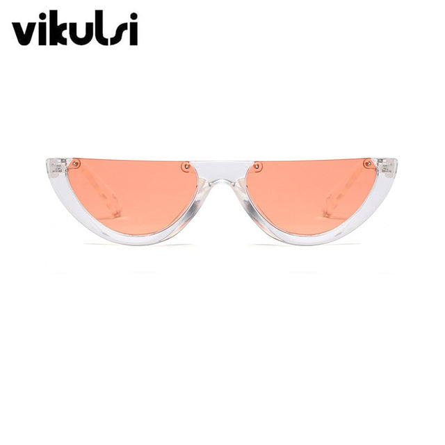 Cool Trendy Half Frame Rimless Cat Eye Sunglasses Women