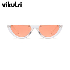 Cool Trendy Half Frame Rimless Cat Eye Sunglasses Women