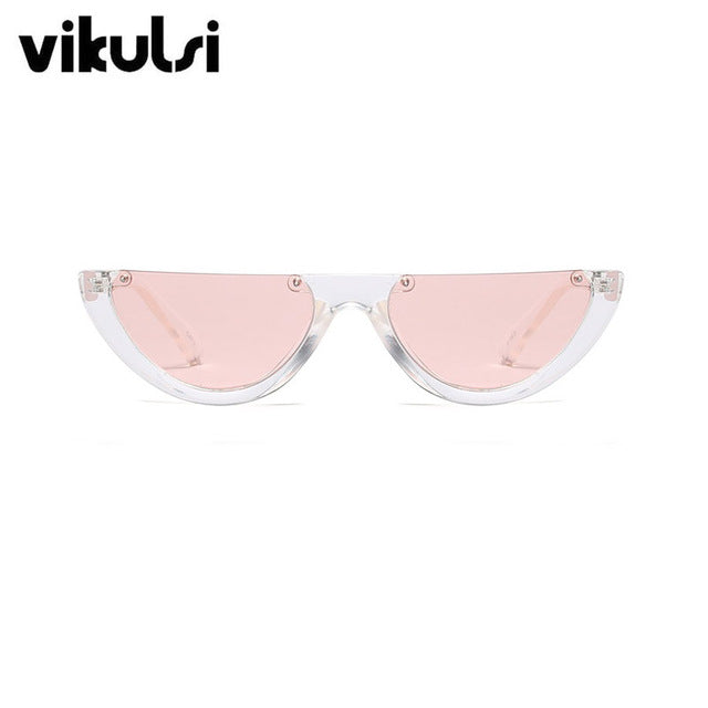 Cool Trendy Half Frame Rimless Cat Eye Sunglasses Women