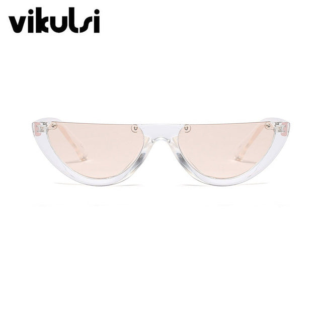 Cool Trendy Half Frame Rimless Cat Eye Sunglasses Women