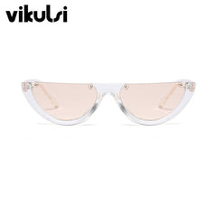 Cool Trendy Half Frame Rimless Cat Eye Sunglasses Women