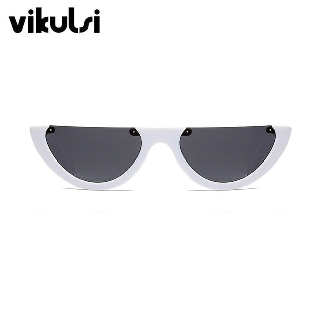 Cool Trendy Half Frame Rimless Cat Eye Sunglasses Women