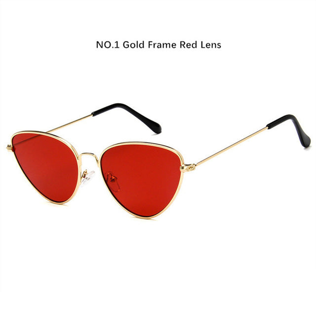 Cat Eye Sunglasses Women Yellow Red Lens Sun glasses