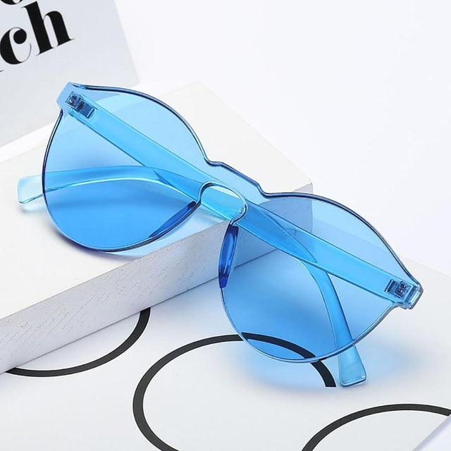 Fashion Women Rimless Sunglasses Transparent Shades