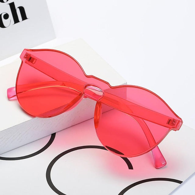 Fashion Women Rimless Sunglasses Transparent Shades