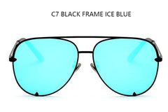 Fashion flat top aviator glasses Black women's sunglasses