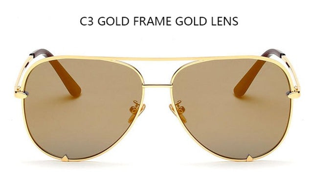 Fashion flat top aviator glasses Black women's sunglasses