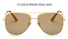 Fashion flat top aviator glasses Black women's sunglasses