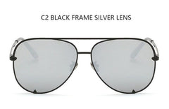 Fashion flat top aviator glasses Black women's sunglasses