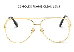 Fashion flat top aviator glasses Black women's sunglasses