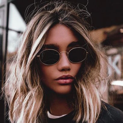 Sunglasses women famous brand small gold black 2018 vintage