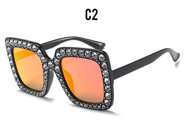 Diamond Crystal Pink Sunglasses For Women