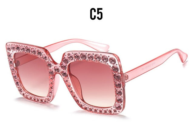 Diamond Crystal Pink Sunglasses For Women