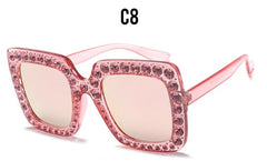 Diamond Crystal Pink Sunglasses For Women