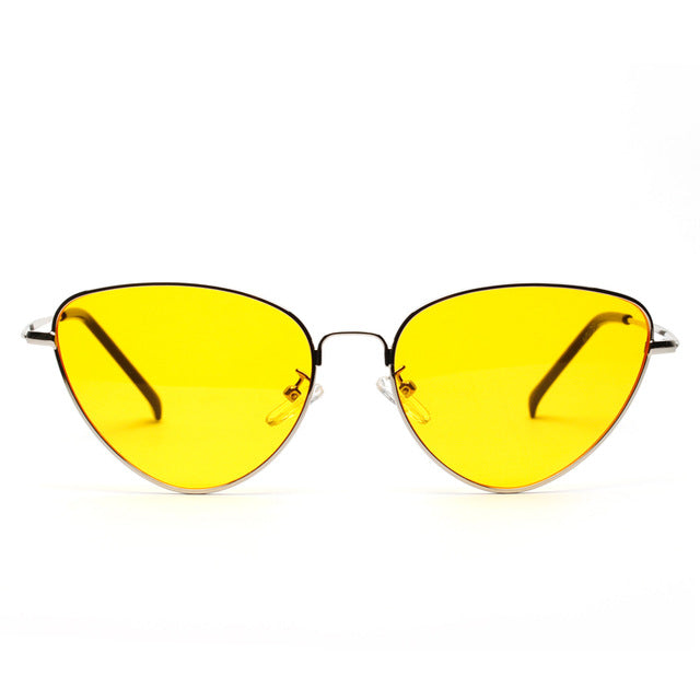 Retro Cat Eye Sunglasses Women Yellow Red Lens Sun glasses