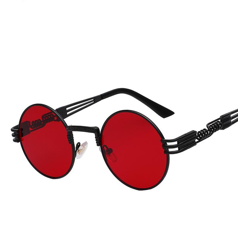 Luxury Metal Sunglasses Men Round Sunglass Steampunk Coating