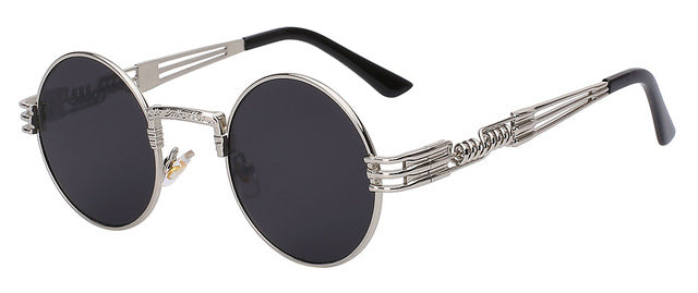 Luxury Metal Sunglasses Men Round Sunglass Steampunk Coating