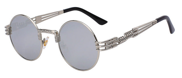 Luxury Metal Sunglasses Men Round Sunglass Steampunk Coating