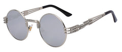 Luxury Metal Sunglasses Men Round Sunglass Steampunk Coating