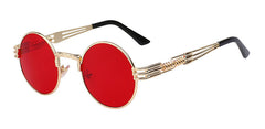 Luxury Metal Sunglasses Men Round Sunglass Steampunk Coating