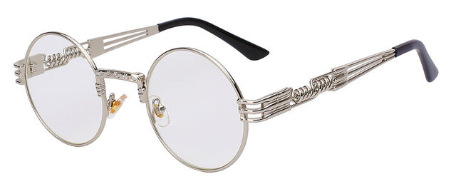 Luxury Metal Sunglasses Men Round Sunglass Steampunk Coating