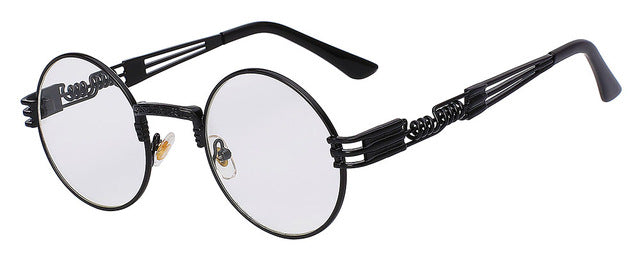 Luxury Metal Sunglasses Men Round Sunglass Steampunk Coating