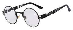 Luxury Metal Sunglasses Men Round Sunglass Steampunk Coating