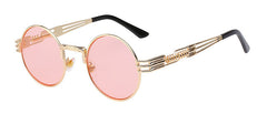 Luxury Metal Sunglasses Men Round Sunglass Steampunk Coating