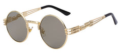 Luxury Metal Sunglasses Men Round Sunglass Steampunk Coating