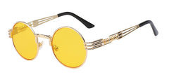 Luxury Metal Sunglasses Men Round Sunglass Steampunk Coating