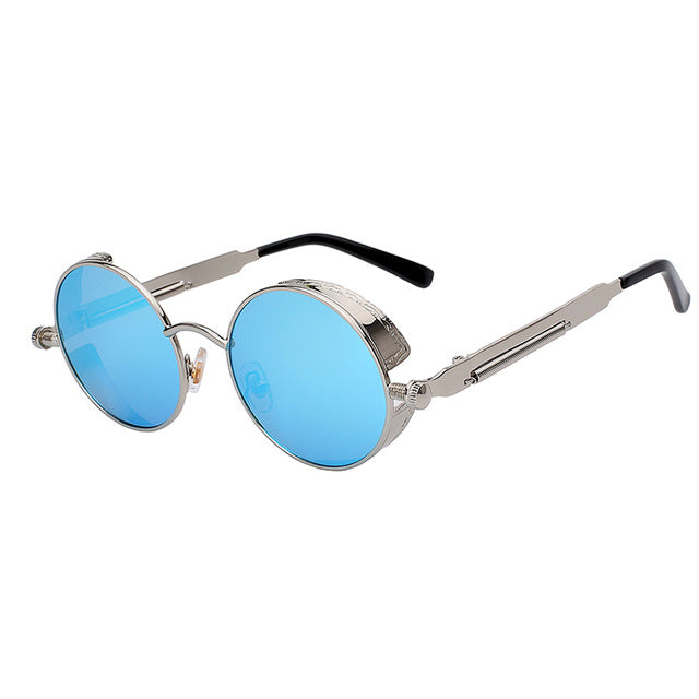 Mirror Lens Round Glasses Goggles Steampunk Sunglasses